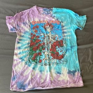 Pink and blue tie dye Grateful Dead tee